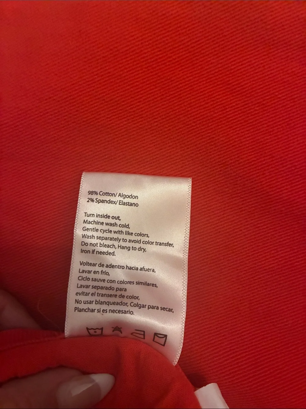 Women's Red Flare Jeans with Frayed Hem - Picture 8 of 8